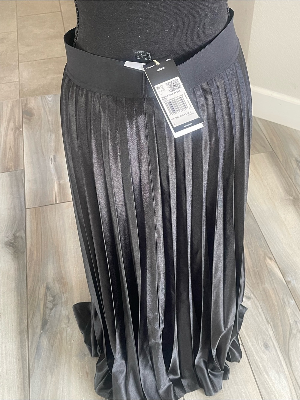 NWT adidas x Willy Chavarria Pleated Maxi Skirt Black Size Large Rare Collab - Picture 3 of 6